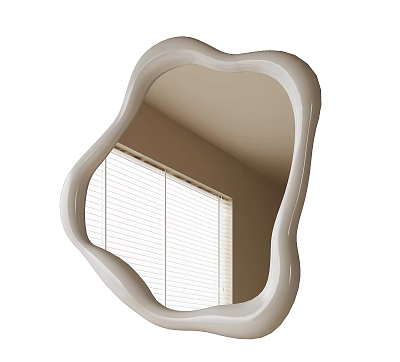 Irregular Shaped Mirror Reflecting Window With Blinds 3d model