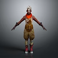 3D Fantasy Character With White Hair Orange Scarf Brown Outfit And Red Boots