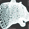 White Leopard Head Sculpture With Hollow Spots Design And Decorative Features