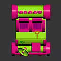 Pink And Green Toy Car Shaped Kids Furniture With Two Seats Lights And Decorative Wheels