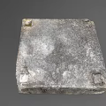 Square Worn Stone Block With Rough Surface And Metal Corner Fasteners On Gray Background 3d model
