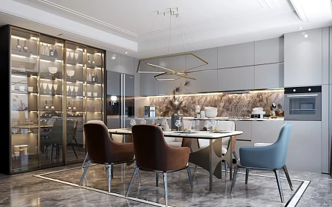 Modern Kitchen Dining Table Cabinet 3d model