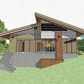 Modern Rural Self Built House With Terrace Large Windows And Green Trees