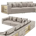 Modern Light Gray Sectional Sofa With Plush Cushions And LED Storage 3d model