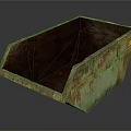 Architectural Rustic Metal Storage Container With Green Brown Rust Patina And Reinforced Metal Straps