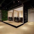 Modern Bright Office Reception Area With Colorful Furniture And Artistic Patterned Ceiling Design