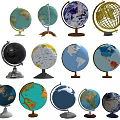 Assorted Globe Decorative Ornament Set With Various Colors Sizes And Stands