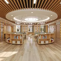 School Library Interior With Wooden Ceiling Bookshelves Bright Reading Area Sofa And