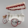 Vintage Bicycle With Floral Canopy And Food Cart Structure Red Wheels