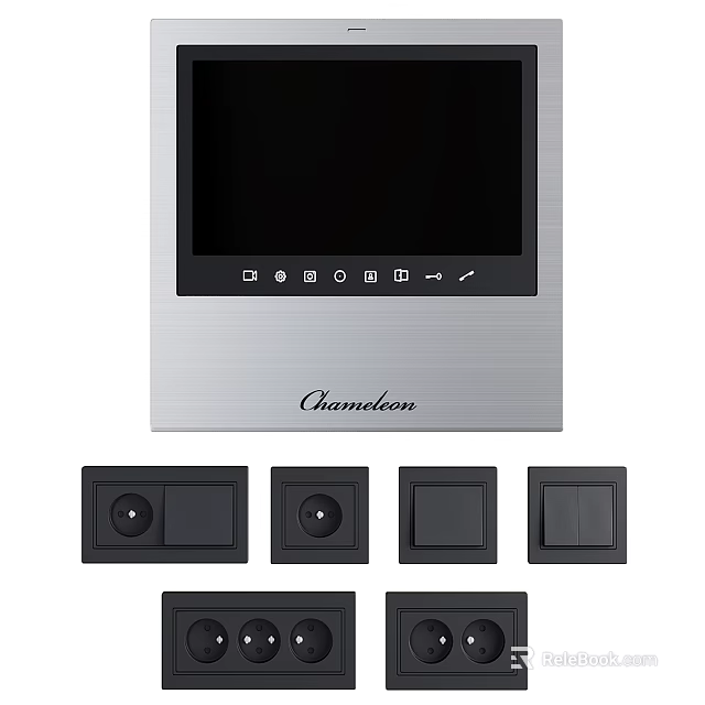 Chameleon Electronic Control Panel With Screen And Black Button Components 3d model 