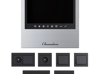 Chameleon Electronic Control Panel With Screen And Black Button Components 3d model