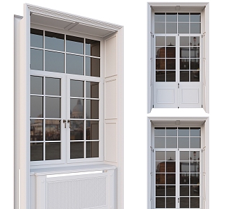 Glass window combination window French European glass window home simple door and window fashion 3d model