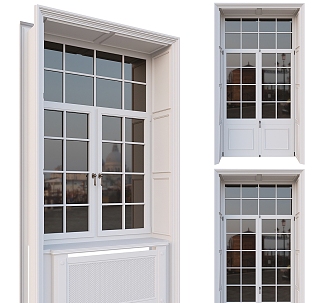 Glass window combination window French European glass window home simple door and window fashion 3d model