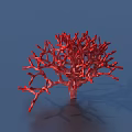 Red Coral Shaped Artistic Sculpture on Blue Background with Detailed Branches