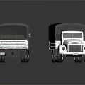 White Cargo Trucks With Black Canvas Covered Beds For Transportation