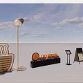 Outdoor DP Displays With Coffee Signs Menu Boards And Directional Signs Under Blue Sky