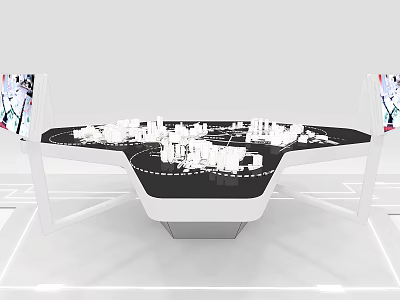 Modern Commercial Equipment Circular Display Table With City Models And Curved Displays 3d model