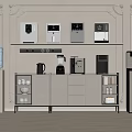 Daily Electrical Appliances Elegant Display In Modern Kitchen Cabinet With Shelves