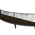 Curved Wrought Iron Balcony Railing With Ornate Designs And Support Structure