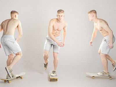 modern man skateboard man model