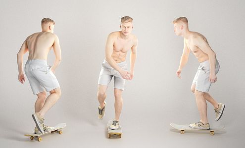 modern man skateboard man 3d model