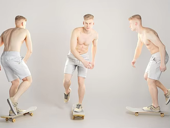 modern man skateboard man 3d model