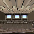 Well Designed Modern Conference Room With Ceiling Lights Multiple Screens And Comfortable Seats