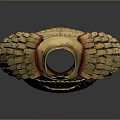 Ancient Golden Armor Weapon With Metal Plates Red Trim And Shiny Surface