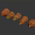 Delicious Five Textured Sausages Arranged on Black Background with Clear Reflections