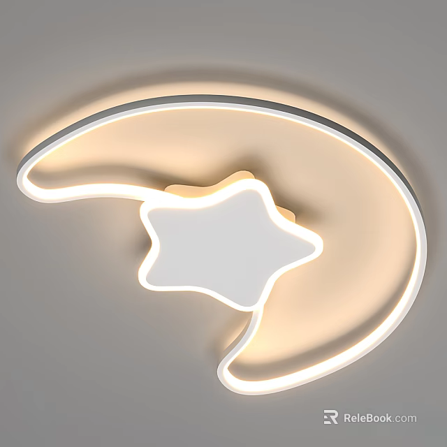 Modern Crescent Star Shaped LED Ceiling Light with Warm Illumination 3d model