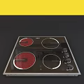Modern Electric Cooktop With Glass Surface Four Heating Elements And Control Knobs