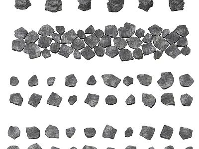 Natural Decorative Garden Ornaments With Various Shapes Sizes And Textured Stones 3d model