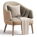 Modern Upholstered Leisure Armchair With Decorative Pillow And Soft Throw Blanket For Cozy Home Decor