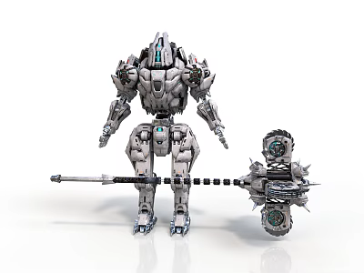 Detailed Armored Mech Robot With Spiked Gear Driven Mechanical Creature Design 3d model