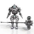 Detailed Armored Mech Robot With Spiked Gear Driven Mechanical Creature Design
