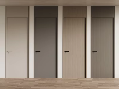 Modern Swing Doors With Various Wood Grain Colors For Home Interior Design 3d model