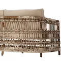Natural Rattan Two Seater Sofa With Light Beige Cushions And Simple Design