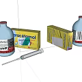 Medical Devices Collection Featuring Syringe Medicine Bottles and Yellow Packaging