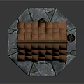 Traditional Well Structure With Tiled Roof Wooden Wheel And Stone Base