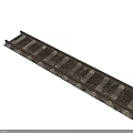 Detailed Railway Track With Wooden Sleepers Gravel Ballast And Steel Rails