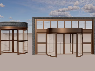 Modern Bronze Frame Revolving Door With Glass Panels For Commercial Building Entrance 3d model