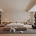 Modern Bedroom Interior Design With Comfortable Bed Stylish Armchair And Soft Area Rug