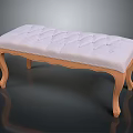 Elegant Tufted Bench With Soft Upholstery And Wooden Curved Legs