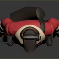 Game Character 3D Model With Red Coat White Undershirt Brown Pants Gray Gloves Holding Tool