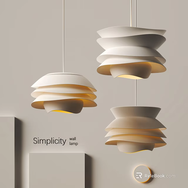 Minimalist White Layered Pendant Lights With Stacked Design For Modern Home Interior Decor 3d model 