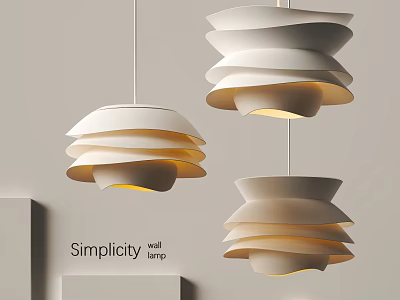 Minimalist White Layered Pendant Lights With Stacked Design For Modern Home Interior Decor 3d model