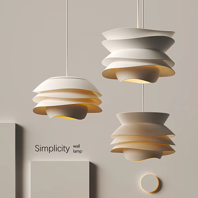 Minimalist White Layered Pendant Lights With Stacked Design For Modern Home Interior Decor 3d model