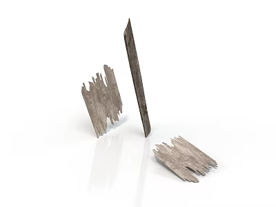 Natural Textured Wooden Components With Broken Edges On White Background 3D Render 3d model