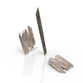 Natural Textured Wooden Components With Broken Edges On White Background 3D Render