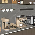 Modern Kitchen Counter With Various Coffee Makers Coffee Beans Bags And Cups